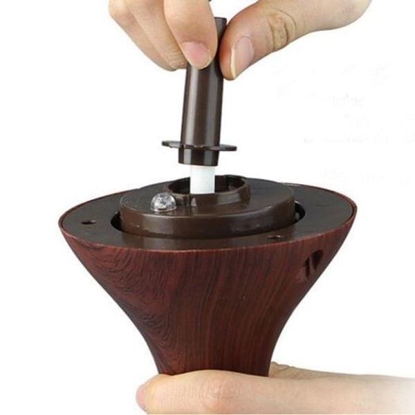 Wood Grain Purifier Home Humidifier Mini Atomizer Aroma Sprayer Deep Coffee 1Pc