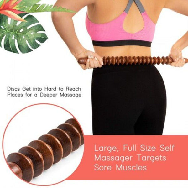 Wood Massager Roller Stick Bar 16 Wheels Relief Muscle Soreness Tightness Massagers