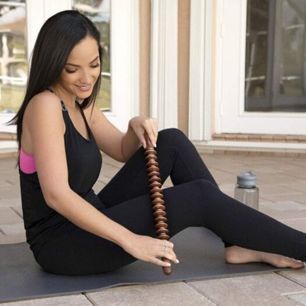 Wood Massager Roller Stick Bar 16 Wheels Relief Muscle Soreness Tightness Massagers