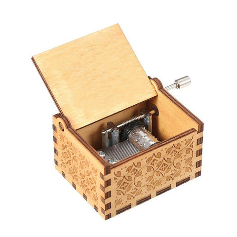 Wood Music Box Mini Vintage Engraved Hand Operated Musical Birthday Christmas Valentine's Day Exquisite Gift 7