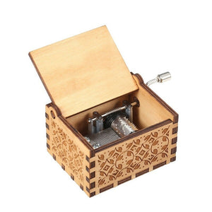 Wood Music Box Mini Vintage Engraved Hand Operated Musical Birthday Christmas Valentine's Day Exquisite Gift 8
