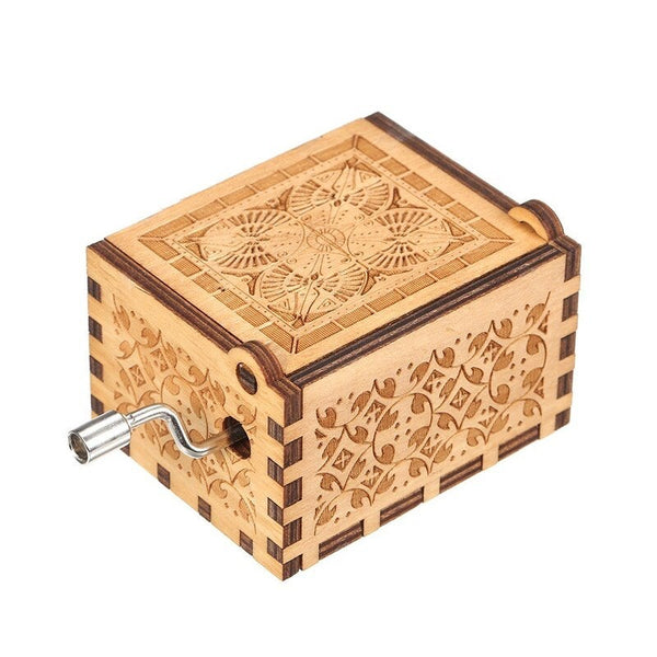 Wood Music Box Mini Vintage Engraved Hand Operated Musical Birthday Christmas Valentine's Day Exquisite Gift 8