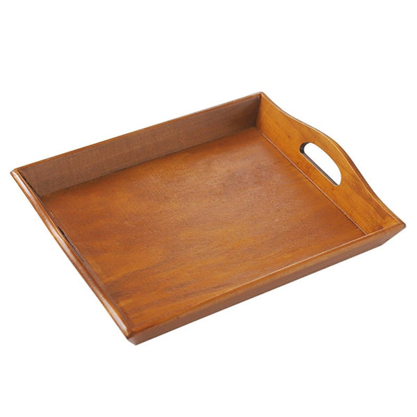 Wood Serving Plate Cutlery Tray Dessert Cake Snack Candy Water Cup With Handles Kitchen Plates Tableware Trays