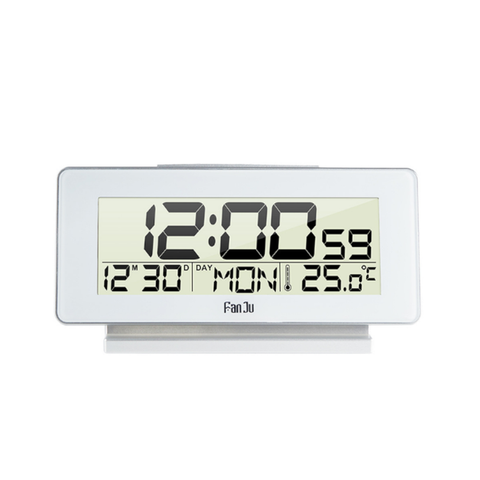 Wood Electronic Alarm Clock With Indoor Temperature Calendar White