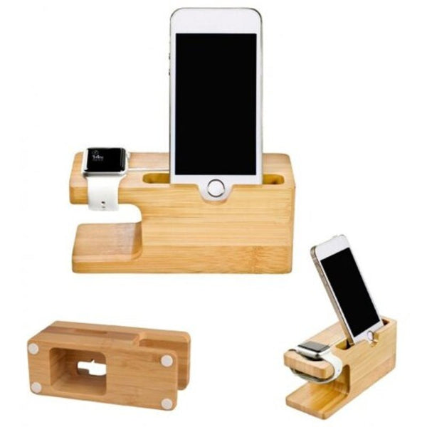 Charging Dock Holder Stand Desktop Bracket For Iwatch / Iphone Cookie Brown Mounts & Holders