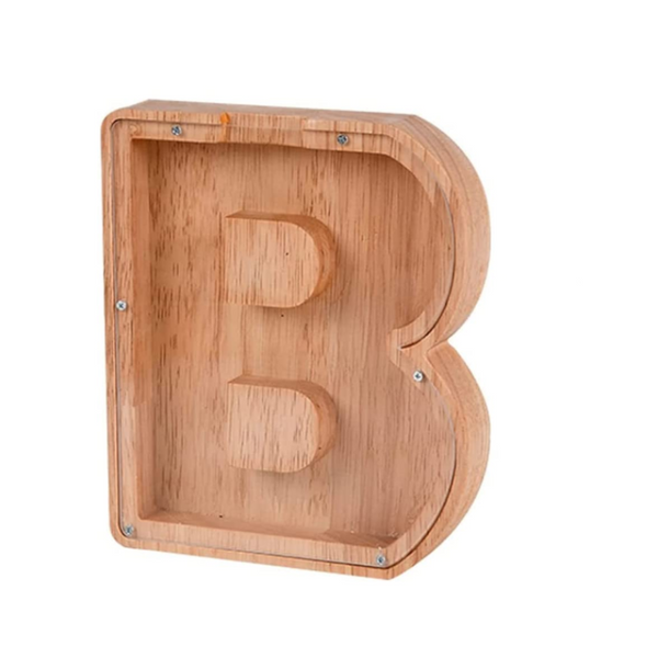 Wooden Alphabet Piggy Bank Letter Shaped Money Box
