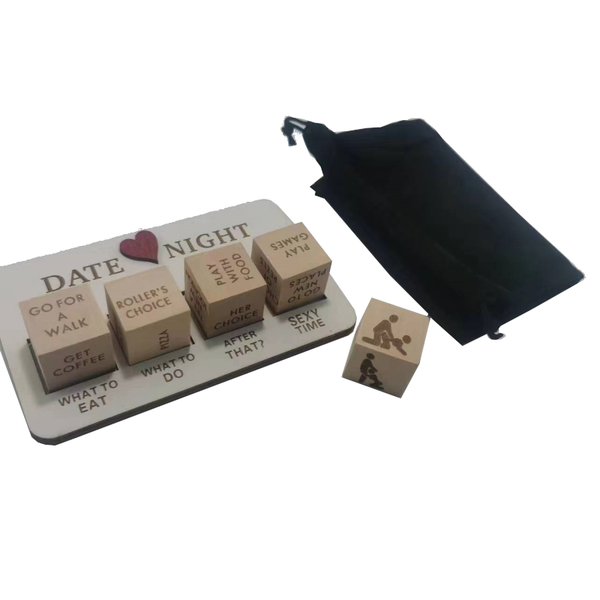 Wooden Date Night Modern Minimalist Board Game Set Couple Dice