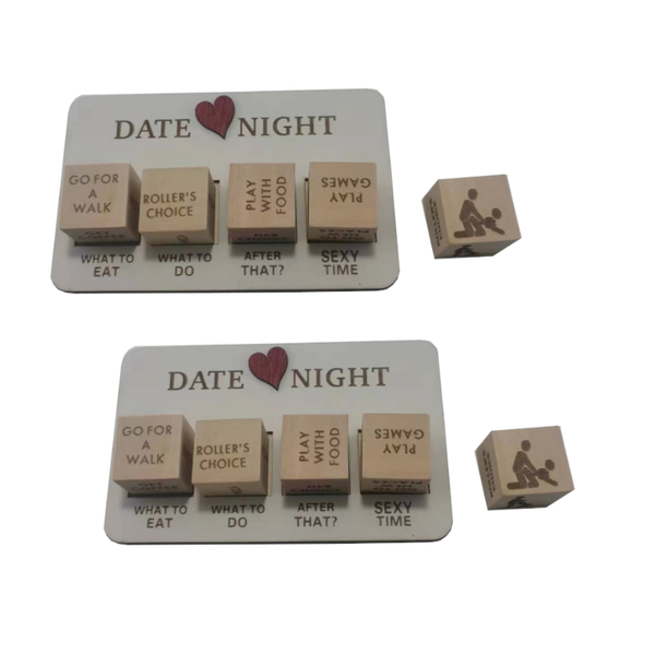 Wooden Date Night Modern Minimalist Board Game Set Couple Dice