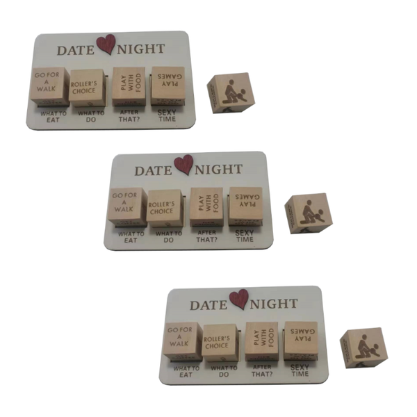Wooden Date Night Modern Minimalist Board Game Set Couple Dice