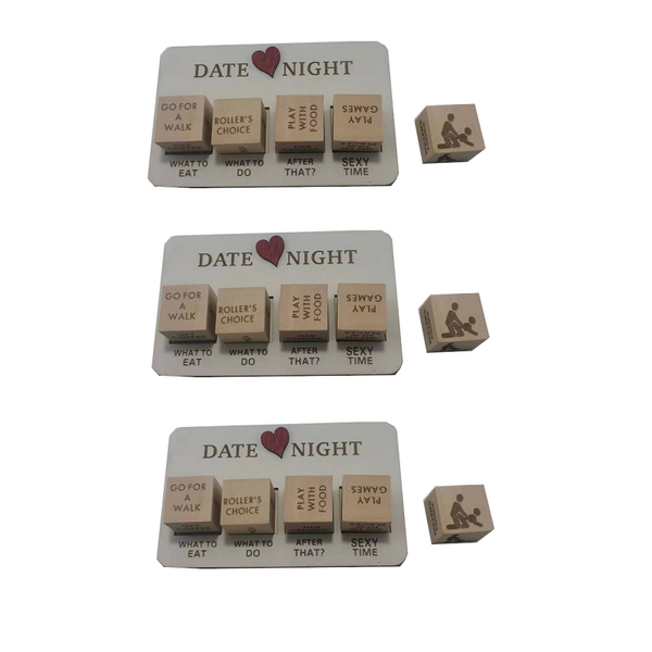Wooden Date Night Modern Minimalist Board Game Set Couple Dice