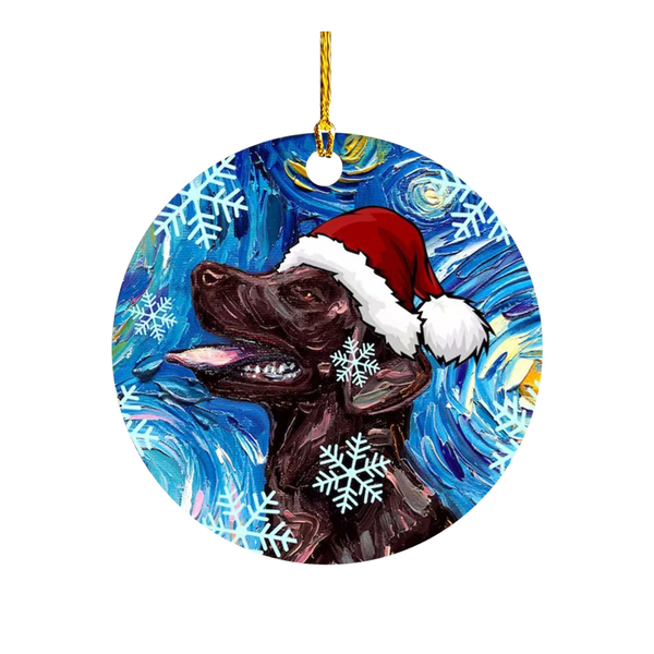 Wooden Pendant Dog Cat Avatar With Hat Lanyard Animal Snowflakes Christmas Tree Decor
