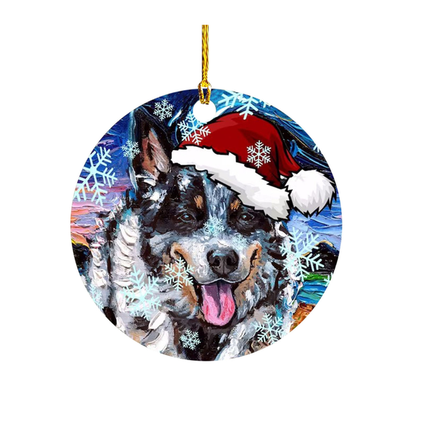 Wooden Pendant Dog Cat Avatar With Hat Lanyard Animal Snowflakes Christmas Tree Decor