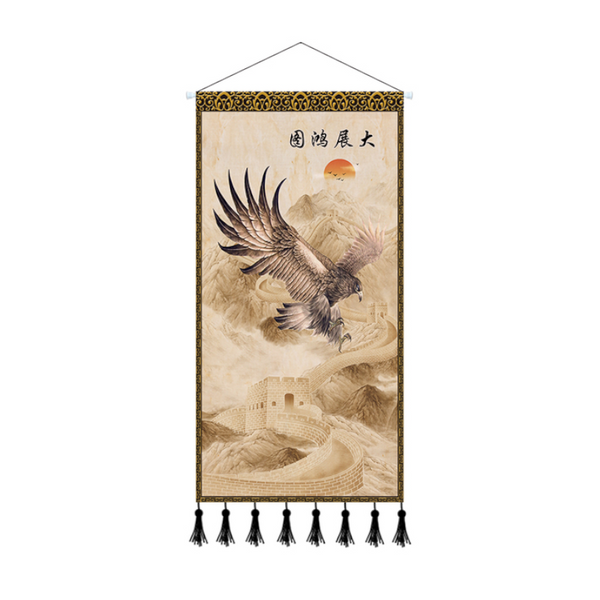 Scroll Printed Canvas Chinese Landscape Painting Wall Hanging Decor Tapestries