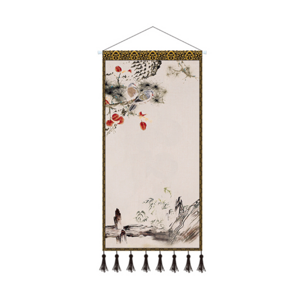 Scroll Printed Canvas Chinese Landscape Painting Wall Hanging Decor Tapestries
