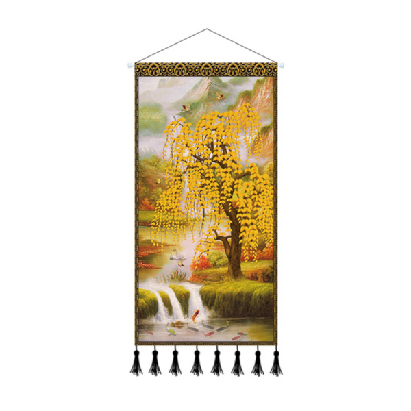 Scroll Printed Canvas Chinese Landscape Painting Wall Hanging Decor Tapestries