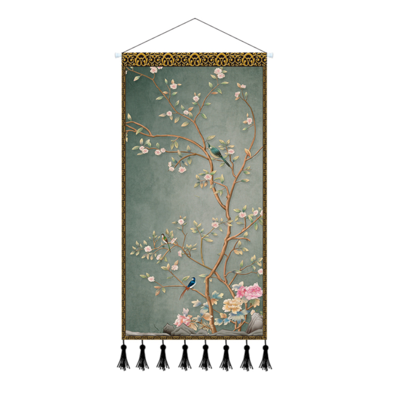 Scroll Printed Canvas Chinese Landscape Painting Wall Hanging Decor Tapestries