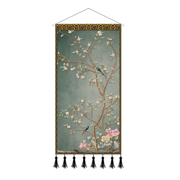 Scroll Printed Canvas Chinese Landscape Painting Wall Hanging Decor Tapestries