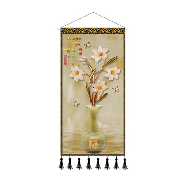 Scroll Printed Canvas Chinese Landscape Painting Wall Hanging Decor Tapestries