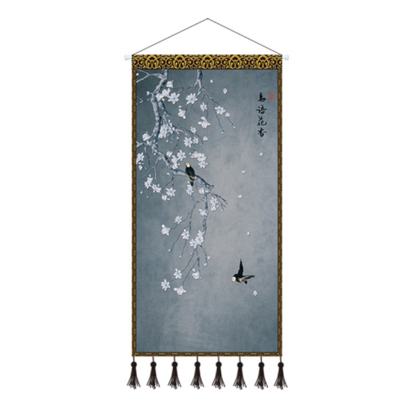 Scroll Printed Canvas Chinese Landscape Painting Wall Hanging Decor Tapestries