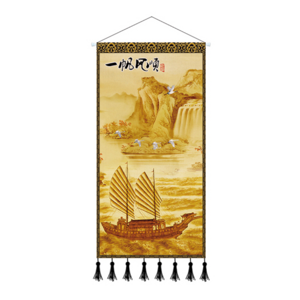 Scroll Printed Canvas Chinese Landscape Painting Wall Hanging Decor Tapestries