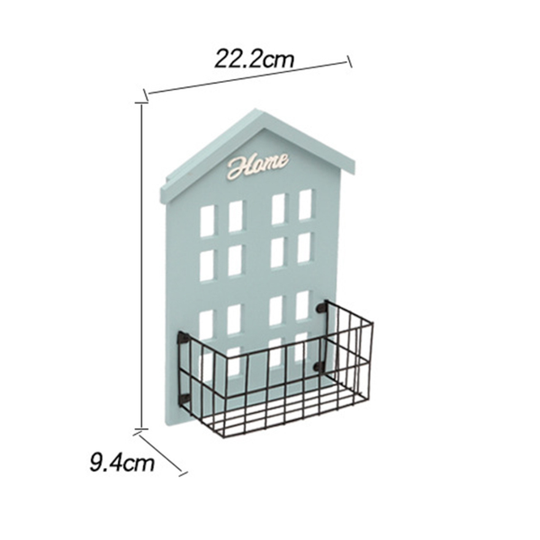 Wood House Style Wall Mounted Storage Shelf Rack Holder Organizer Home Decor Baskets