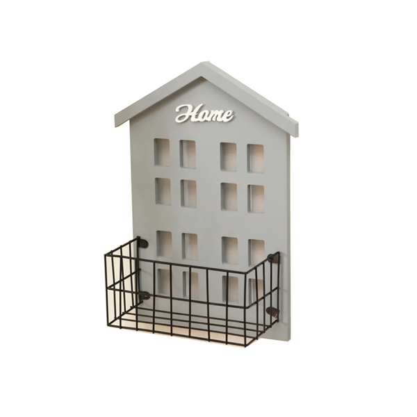 Wood House Style Wall Mounted Storage Shelf Rack Holder Organizer Home Decor Baskets