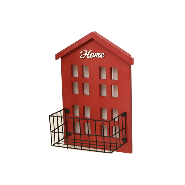 Wood House Style Wall Mounted Storage Shelf Rack Holder Organizer Home Decor Baskets