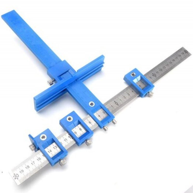 Woodworking Punch Locator Drill Guide Template Jig For Drilling Hole Blue Drill Bits