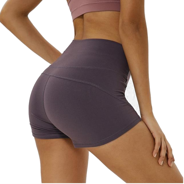Workout Yoga Shorts Soft Nylon High Waist Gym Tummy Control Pants