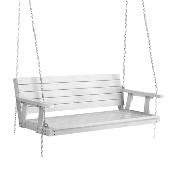 Gardeon Porch Swing Chair With Chain Outdoor Furniture 3 Seater Bench White Swing Seats