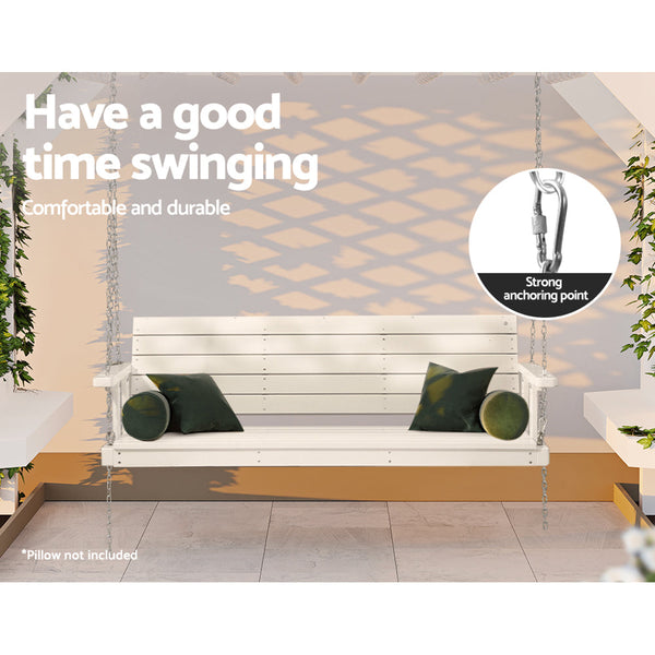 Gardeon Porch Swing Chair With Chain Outdoor Furniture 3 Seater Bench White Swing Seats