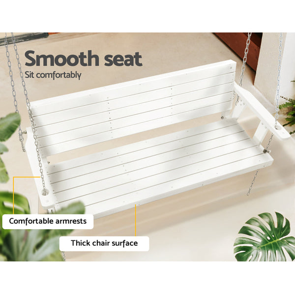 Swing Seats Gardeon Porch Swing Chair With Chain Outdoor Furniture 3 Seater Bench Wooden White