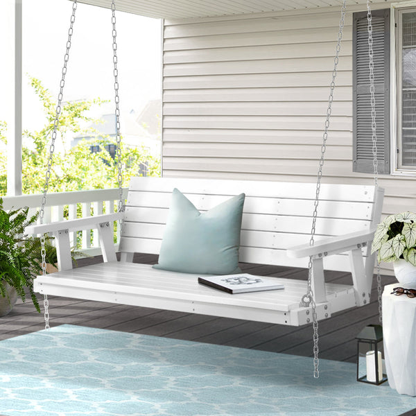 Gardeon Porch Swing Chair With Chain Outdoor Furniture 3 Seater Bench White Swing Seats