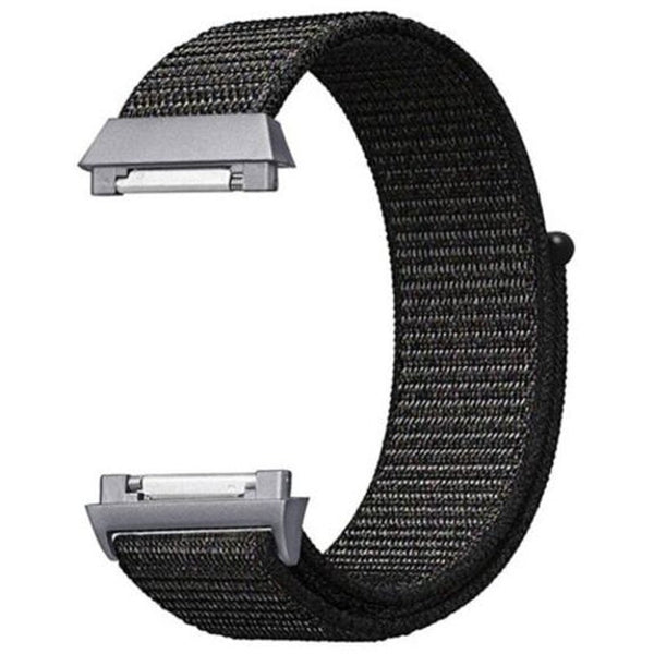 Woven Nylon Sport Loop Band Adapter For Fitbit Ionic Black Watch Bands