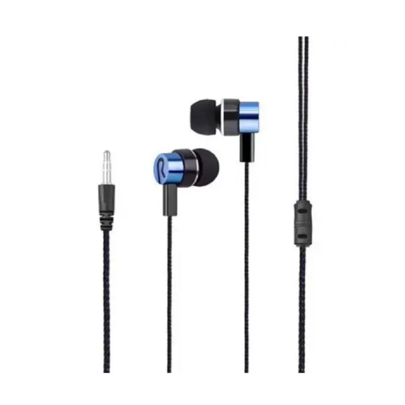Woven Wire In Ear Bass Electroplating General Earphone Blue Wired Earphones