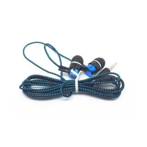 Woven Wire In Ear Bass Electroplating General Earphone Blue