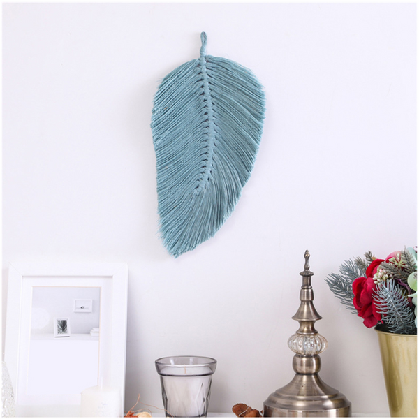 Woven Feather Tapestry Soft Fine Cotton Macrame Wall Hanging Boho