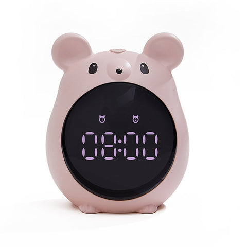 Cute Pink Mouse Animal Alarm Clock Usb Rechargeable Led Screen Alarm Clocks & Clock Radios