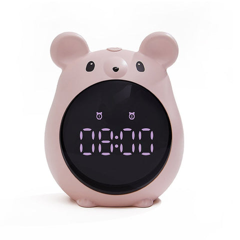 Cute Pink Mouse Animal Alarm Clock Usb Rechargeable Led Screen