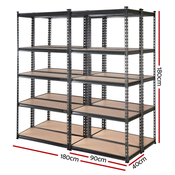 Giantz 4X1.8M Garage Shelving Warehouse Rack Storage Shelves Pallet Racking Charcoal Tool Shelving & Racking Systems