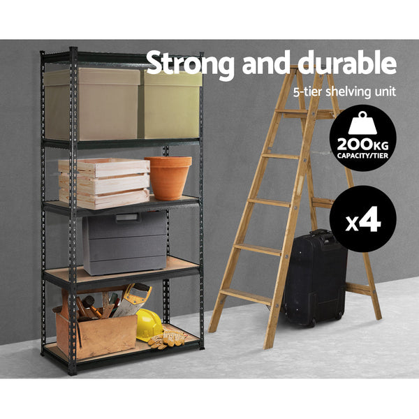 Giantz 4X1.8M Garage Shelving Warehouse Rack Storage Shelves Pallet Racking Charcoal Tool Shelving & Racking Systems