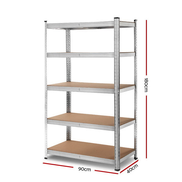 Giantz 1.8M Warehouse Racking Shelving Garage Steel Metal Storage Shelves Silver Tool Shelving & Racking Systems