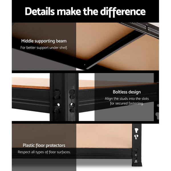 Tool Shelving & Racking Systems Giantz 2.4Mx1.8M Garage Shelving Warehouse Rack Pallet Racking Storage Steel Black