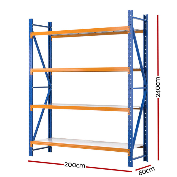 Giantz 2.4Mx2m Garage Shelving Warehouse Rack Pallet Racking Storage Shelf Blue Pallet Wraps