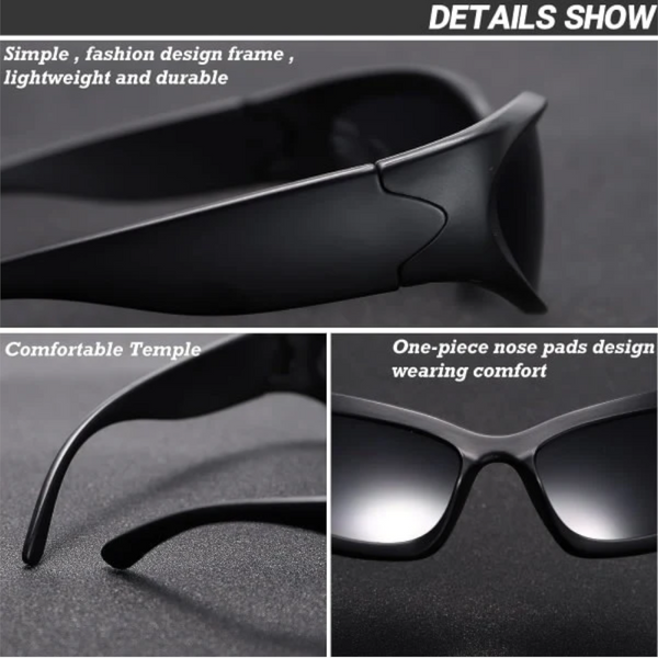 Wrap Around Fashion Glasses For Men Women Trendy Fast Oval Dark Futuristic Goggles Eyebrow Sunglasses