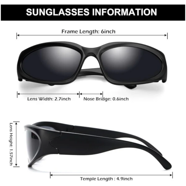 Wrap Around Fashion Glasses For Men Women Trendy Fast Oval Dark Futuristic Goggles Eyebrow Sunglasses