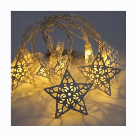 Wrought Iron Five Pointed Star Battery Style String Light For Christmas Decoration Warm White