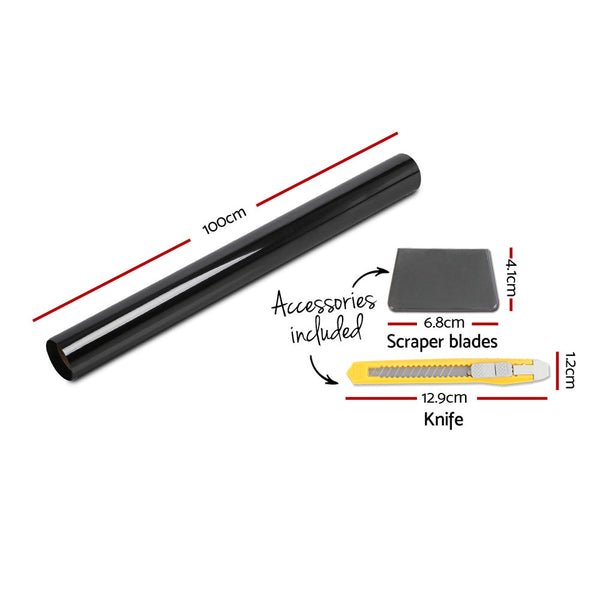 Giantz Tint Film Black Commercial Car Auto House Glass 100Cm X 30M Vlt 5% Window Tint
