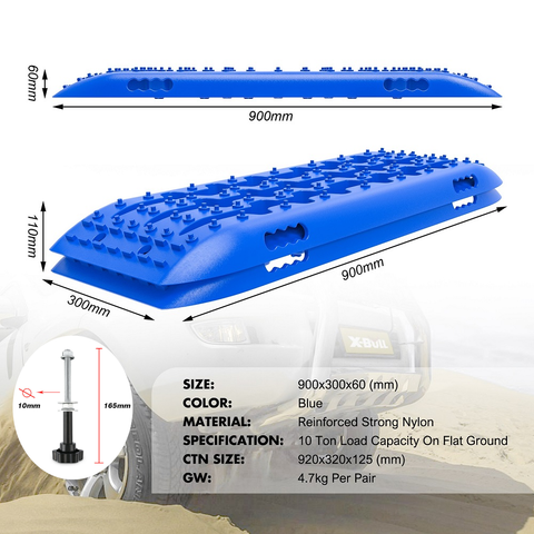 X-Bull 4X4 Recovery Tracks 10T 2 Pairs/ Sand Tracks/ Mud Mounting Bolts Pins Gen 2.0 -Blue