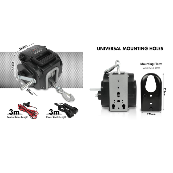 X Bull Electric Boat Winch 12V 6500Lbs Portable Detachable Steel Cable Marine Ship 3000Kg 4Wd Tow Bars & Winches
